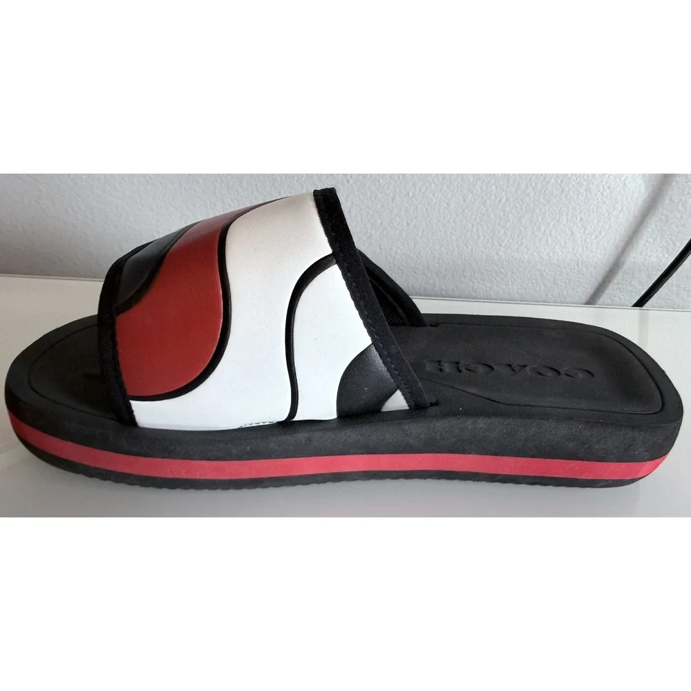 Coach Eva Sports Slide Sandals Black w/ Red White & Blue | Men's (Size 9D) | New